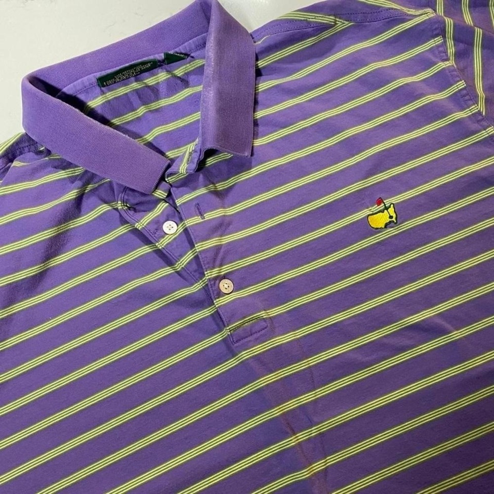 Amen Corner Masters Augusta Polo Shirt Purple Green Striped XL